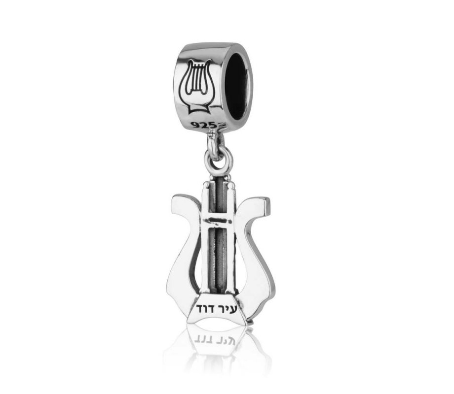 Bracelet Charm in King David Lyre Image - Sterling Silver