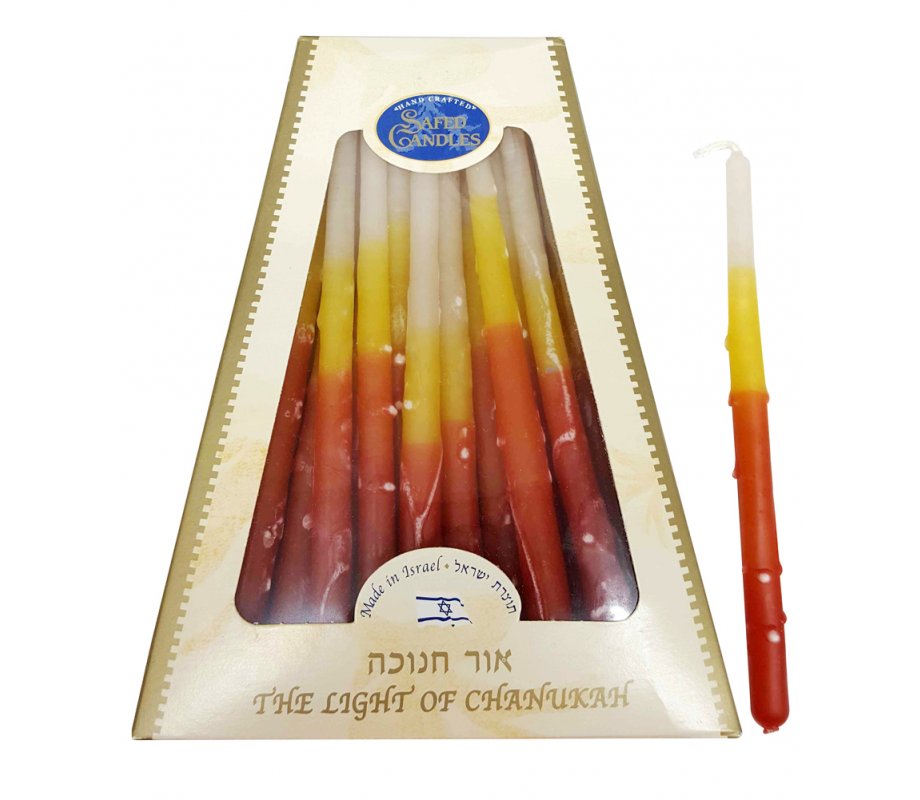Bright Orange, Yellow and White handmade Dripless Chanukah Candles