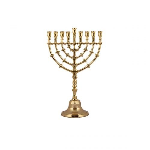 Bronze Color Classic Chanukah Menorah, Leaf Design at 9.8