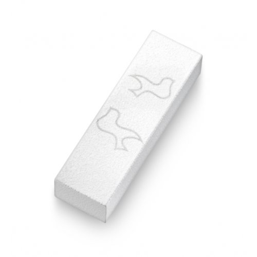 Brushed Aluminum Car Mezuzah Peace Doves, White - Adi Sidler