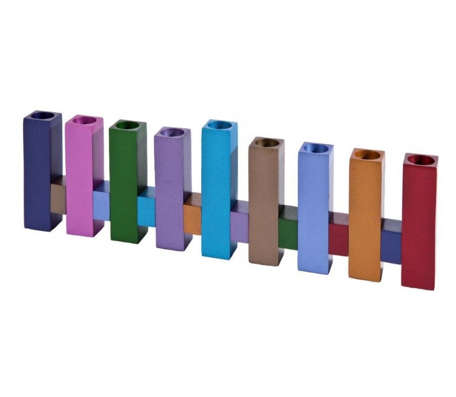 Chanukah Menorah Standing Pillar Design, Multicolored - Yair Emanuel