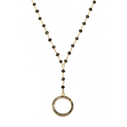 Circle Pendant by Chaya Elfassi on beaded chain