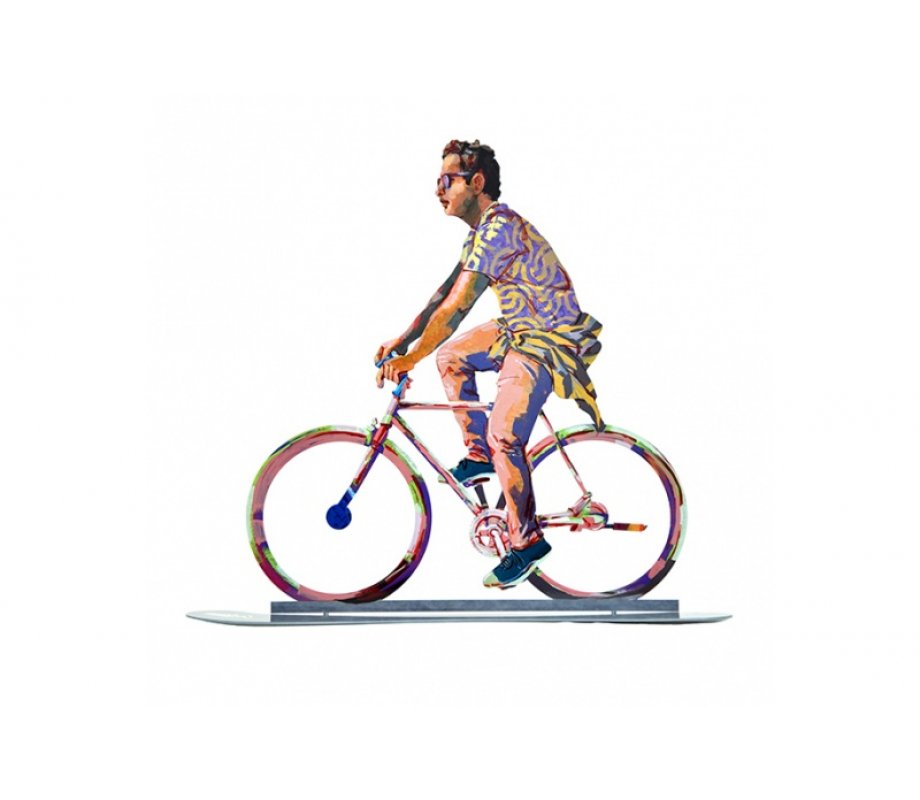 City Biker Free Standing Double Sided Sculpture - David Gerstein