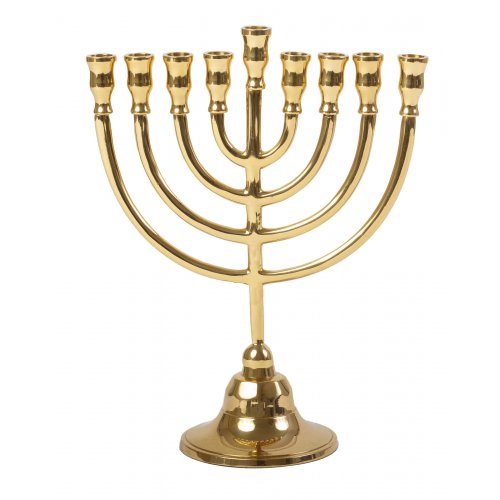 Classic Branched Hanukkah Menorah, Brass at 9