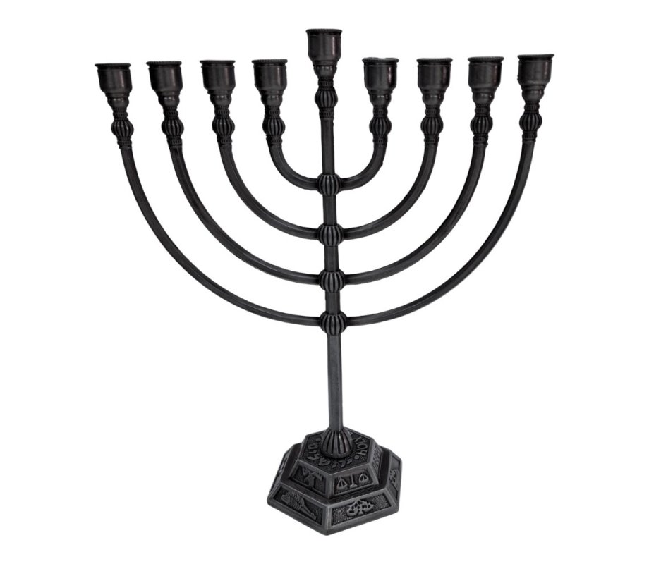 Classic Design Pewter Color Chanukah Menorah