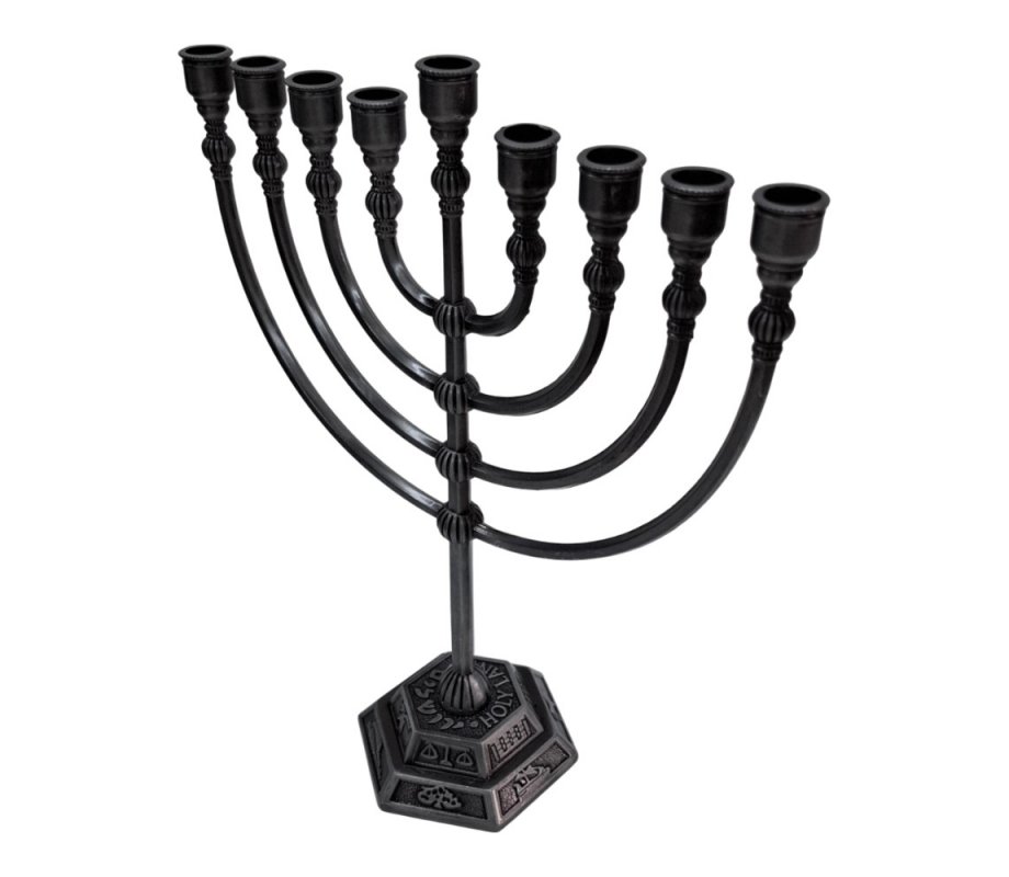 Classic Design Pewter Color Chanukah Menorah