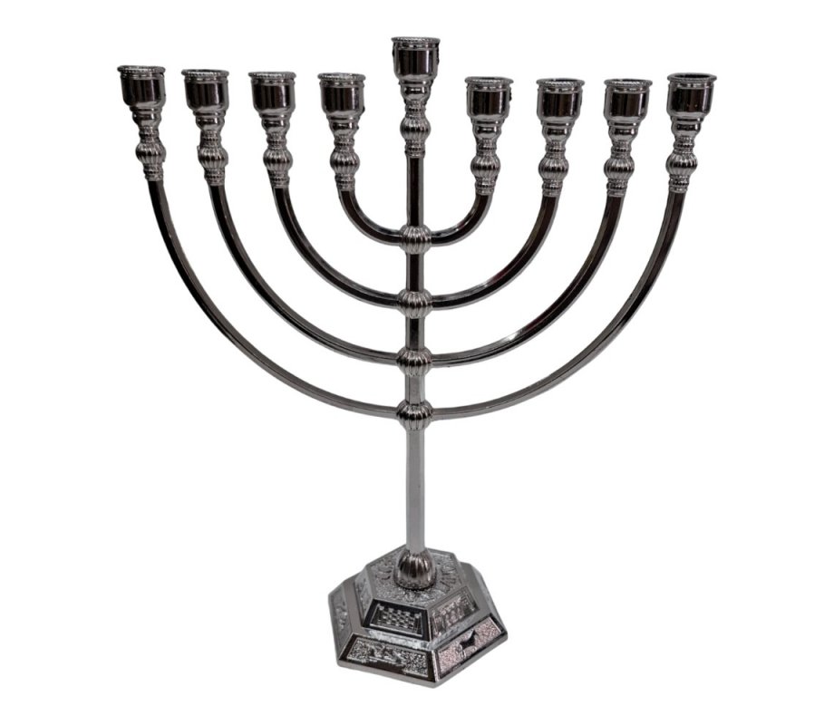 Classic Design Silver Color Chanukah Menorah