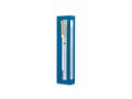 Clear Acrylic Mezuzah Case with Blue Frame, Silver or Gold Shin - Dorit Judaica