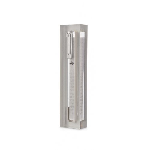 Clear Acrylic Mezuzah Case with Silver Frame, Silver or Gold Shin - Dorit Judaica