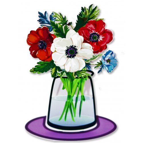 Colorful Bouquet of Anemones as a Free-Standing Sculpture - Dorit Judaica