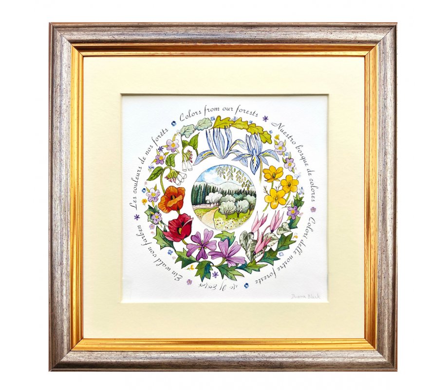 Colorful Jerusalem Forests Framed Print, Dvora Black