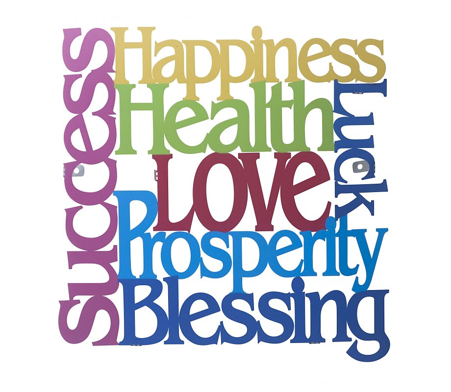 Colorful Wall Plaque with Blessing Words in English - Dorit Judaica