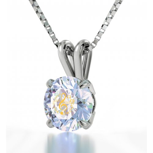 Colorful Zircon Music Necklace in Silver Frame - Nano Gold