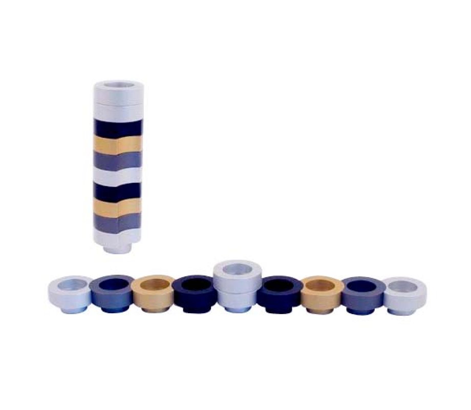 Compact Doughnut Travelling Menorah, Choice of Colors - Agayof