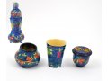 Compact Hand Painted Shabbat Candlesticks and Havdalah Set, Pomegranates - Yair Emanuel