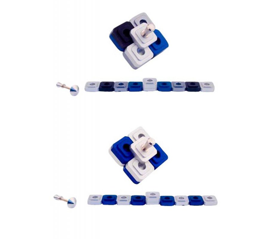 Compact Two in One Dreidel Menorah , Blue and Silver and Black Colors - Agayof