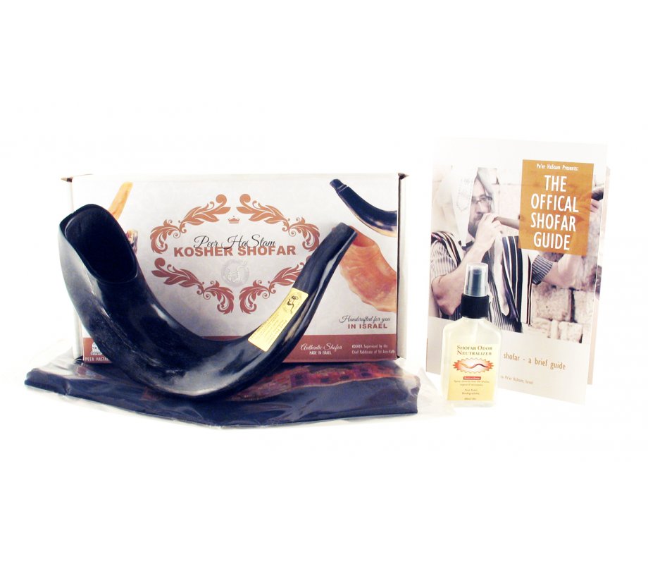Complete Shofar Set Gift Box - Polished Black Ram's Horn