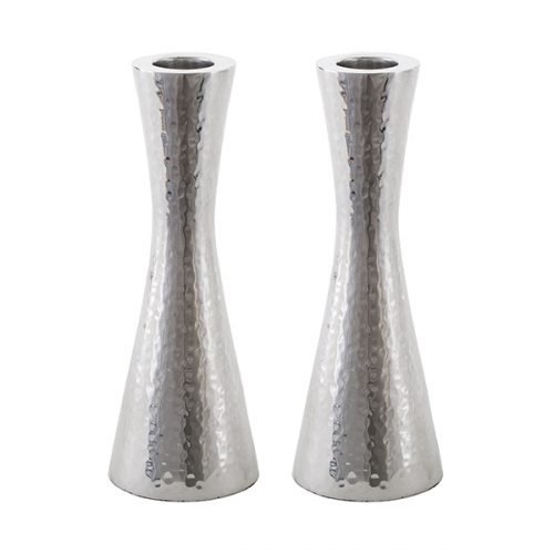 Cone Shaped Candlestick in Hammered Silver in 3 Optional Sizes - Yair Emanuel