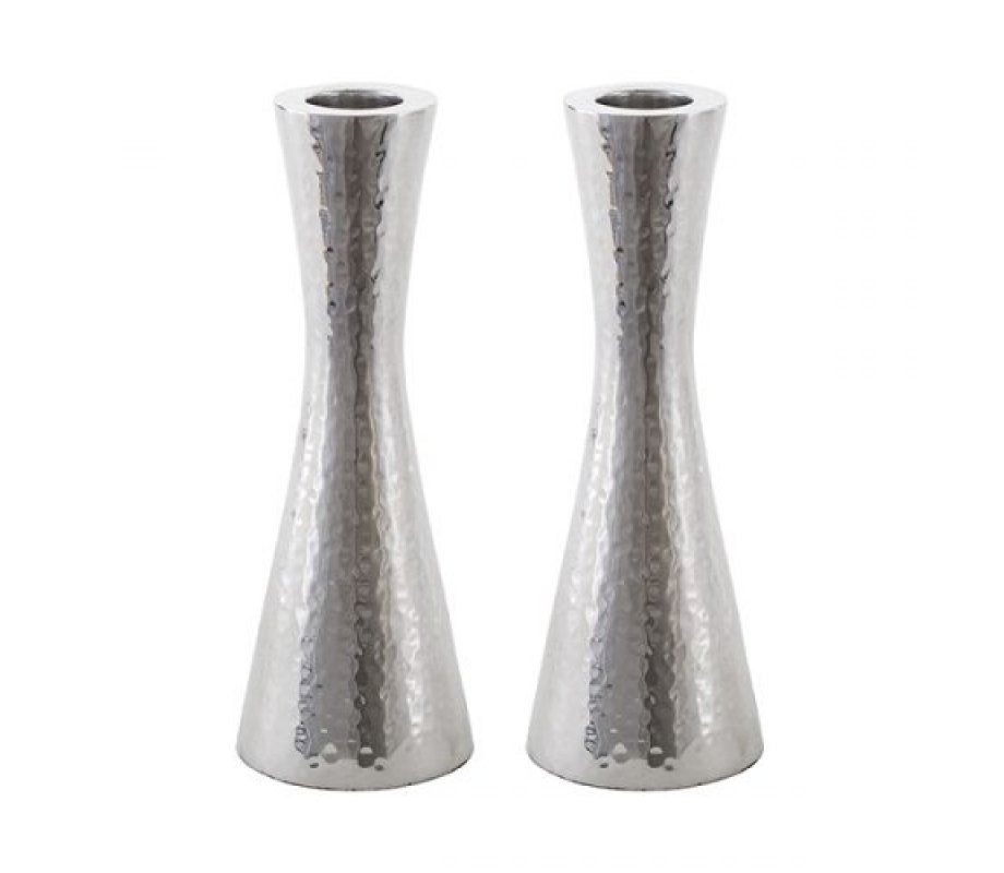 Cone Shaped Candlestick in Hammered Silver in 3 Optional Sizes - Yair Emanuel