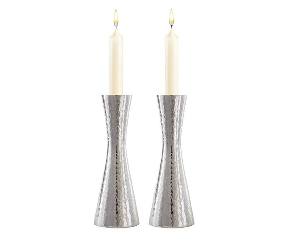 Cone Shaped Candlestick in Hammered Silver in 3 Optional Sizes - Yair Emanuel