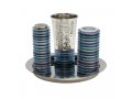 Contemporary 4-Piece Havdalah Set, Blue Stacked Discs - Yair Emanuel