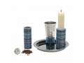 Contemporary 4-Piece Havdalah Set, Blue Stacked Discs - Yair Emanuel