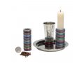 Contemporary 4-Piece Havdalah Set, Colored Stacked Discs - Yair Emanuel