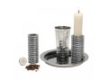 Contemporary 4-Piece Havdalah Set, Gray Stacked Discs - Yair Emanuel