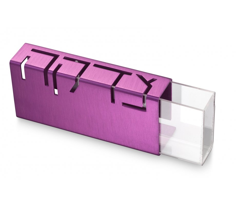 Contemporary Anodized Aluminum Charity Tzedakah Box, Purple - Adi Sidler