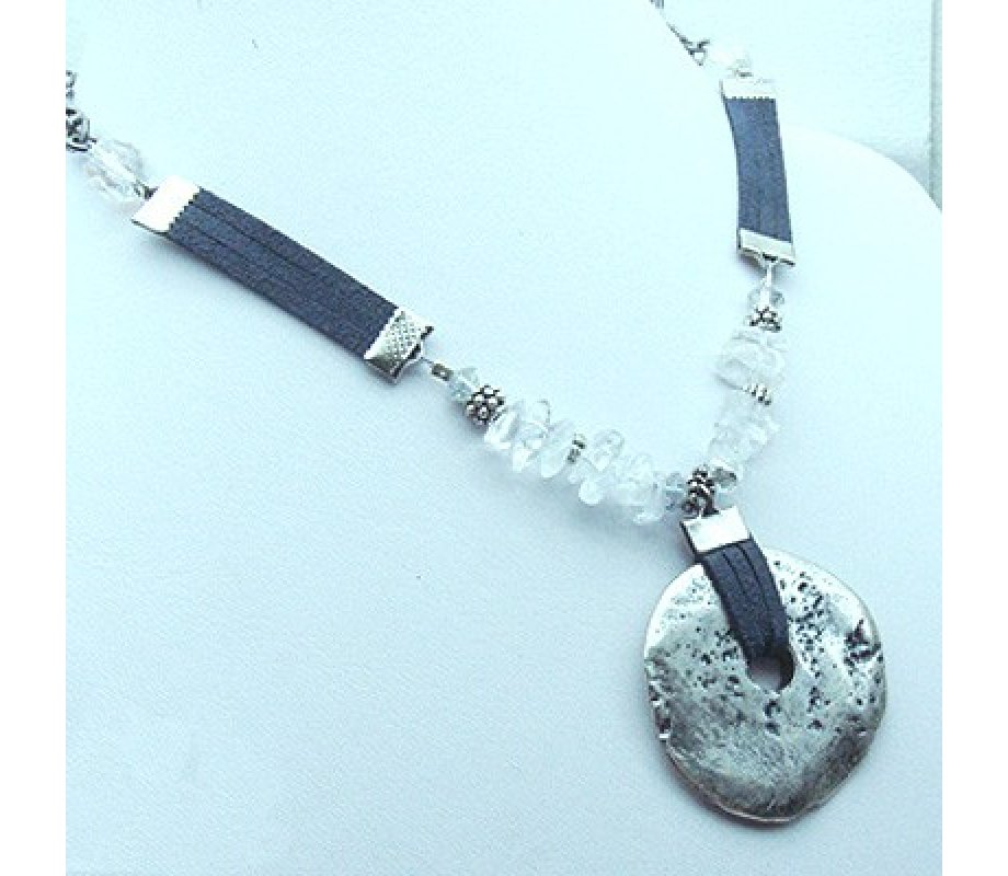 Contemporary Pewter and Bead Necklace - Edita