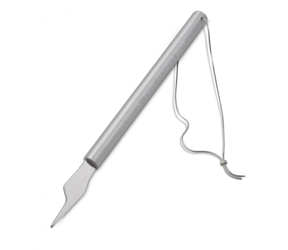 Contemporary Style Torah Pointer with Etched Hebrew Words, Silver - Adi Sidler