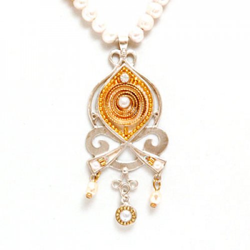 Copper Tones Pearl Necklace - Ester Shahaf