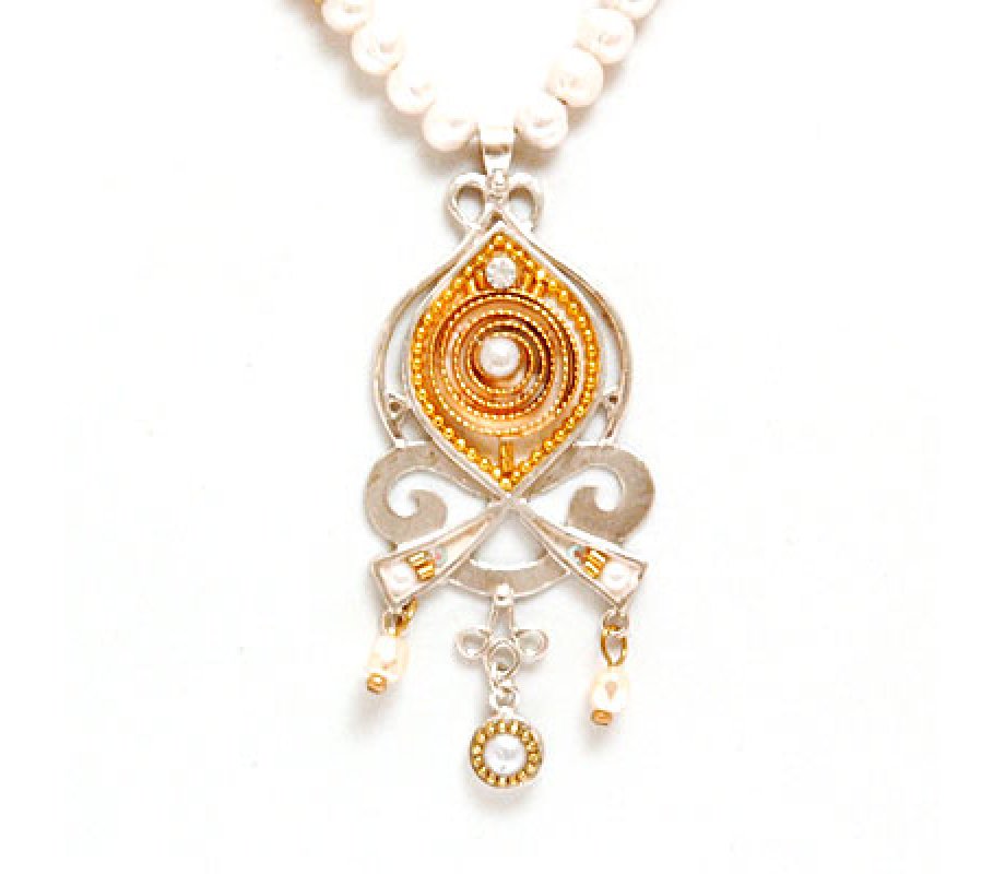 Copper Tones Pearl Necklace - Ester Shahaf