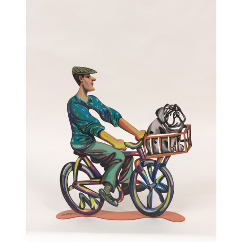 Country Rider Free Standing Double Sided Bicycle Sculpture - David Gerstein