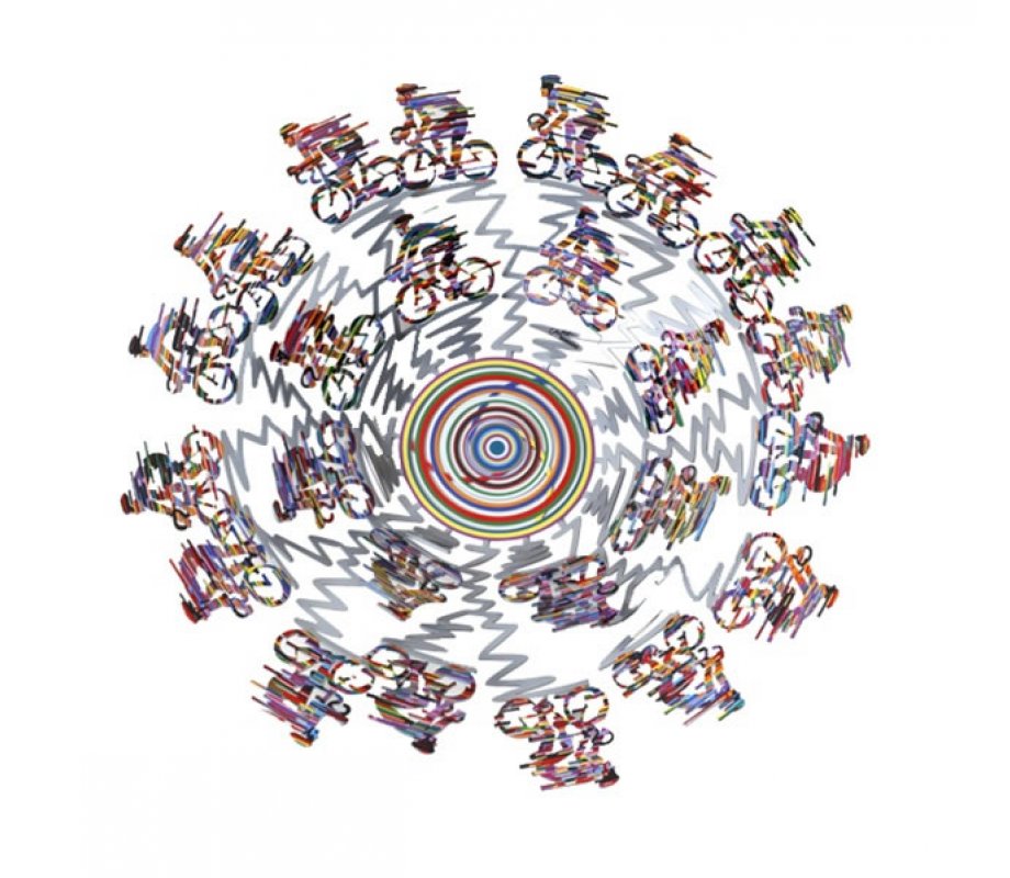 Cyclists Large Laser Cut Fruit Bowl or Wall Decoration - David Gerstein