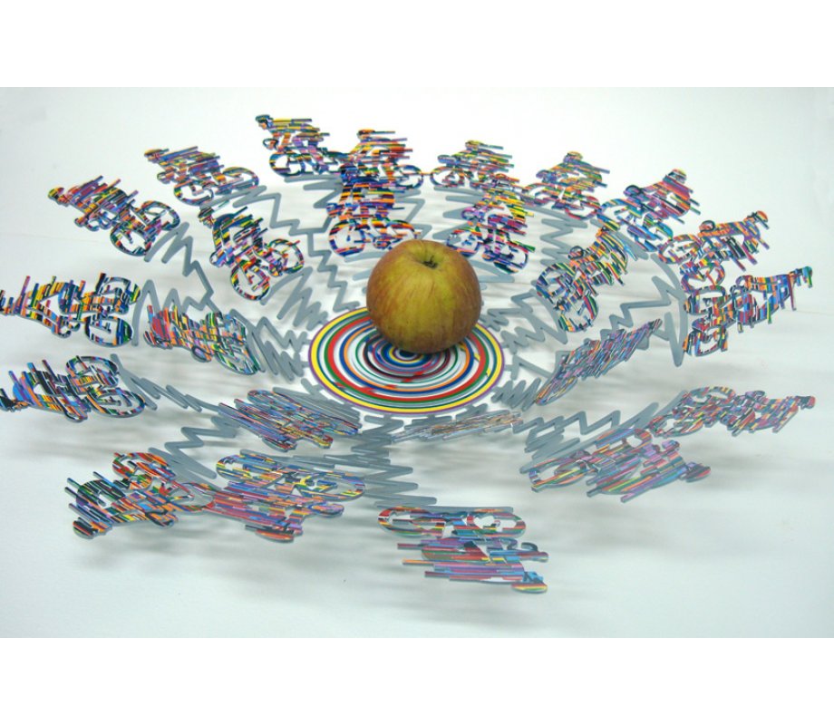 Cyclists Large Laser Cut Fruit Bowl or Wall Decoration - David Gerstein