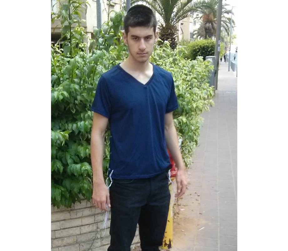 Dark Blue Adult T-Shirt with Tzitzit attached