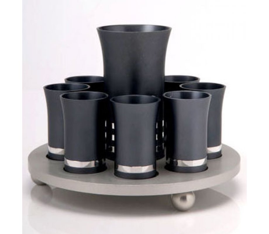 Dark and Light Gray Kiddush Cup Set by Agayof