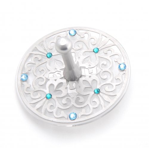 Decorative Dreidel with Flowers and Swarovski Stones on a Base - Dorit Judaica