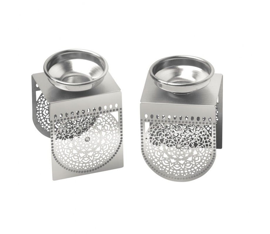 Delicate Filigree Lace Design Small Candlesticks - Dorit Judaica