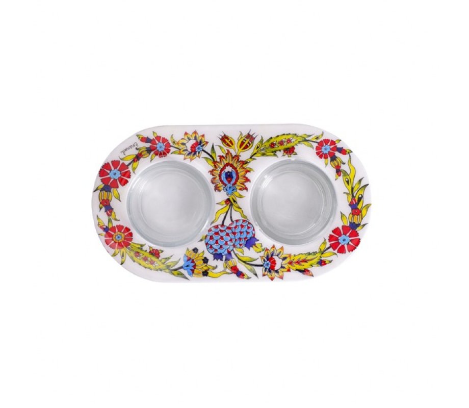 Eastern Flower Design Glass and Metal Candle Holders for Tea Lights - Yair Emanuel