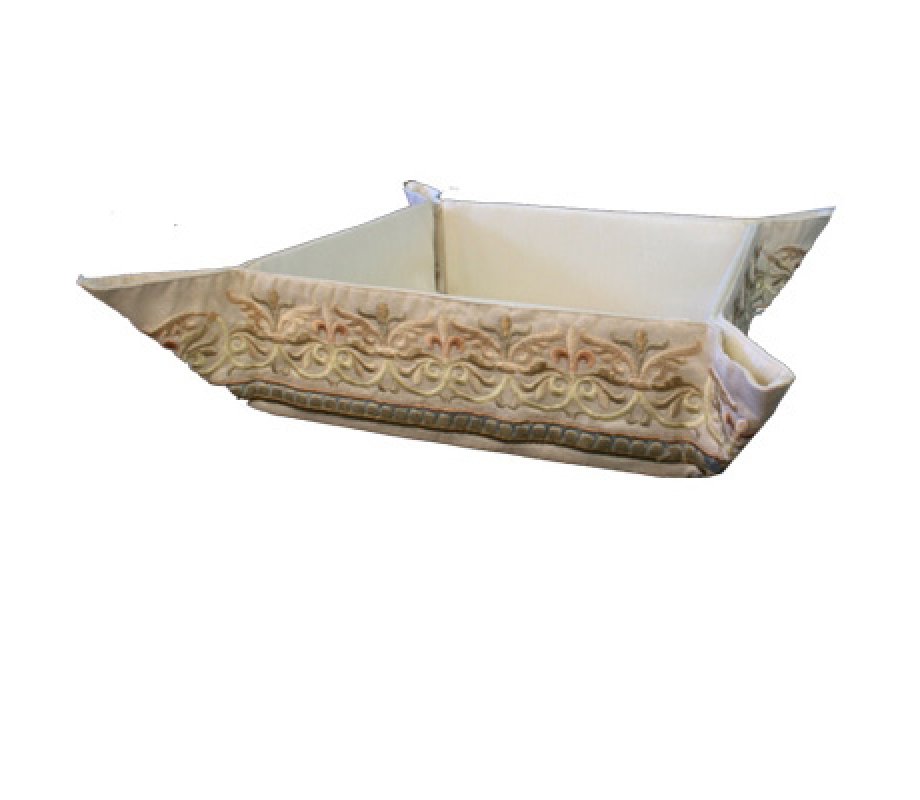 Embroidered Silk Matzah or Bread Basket with Gold Design - Yair Emanuel