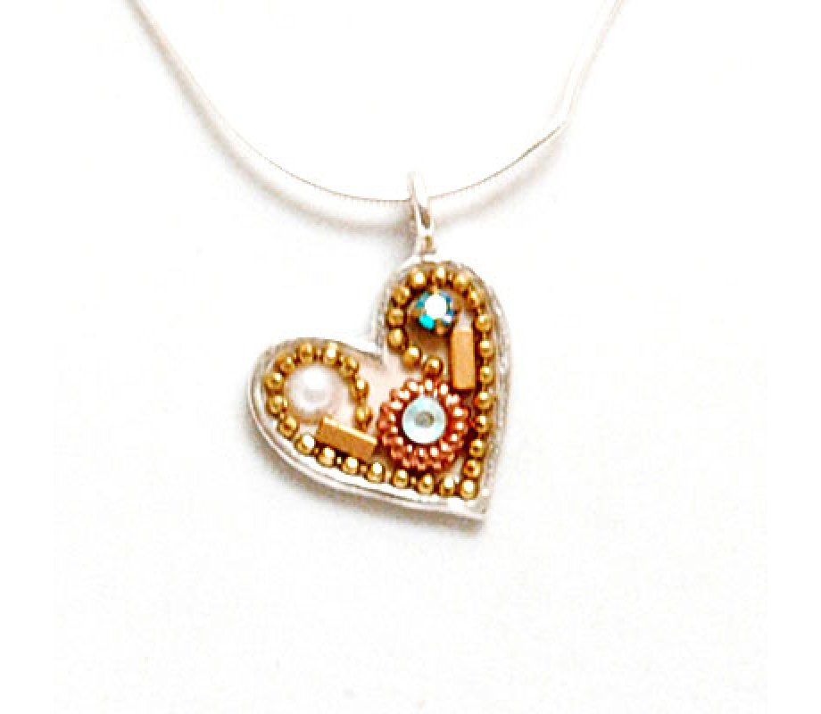 Ester Shahaf Heart Necklace with metal accents