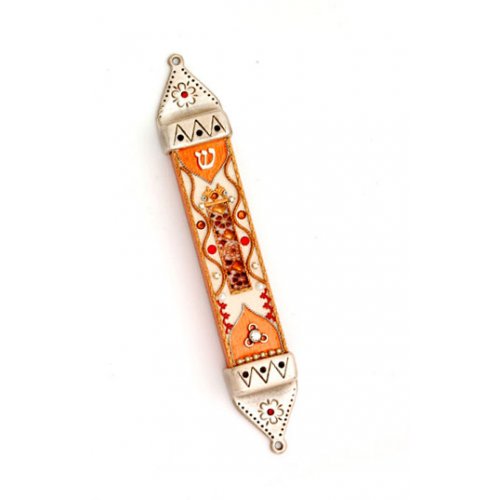 Ester Shahaf Mezuzah Case in Orange Tones