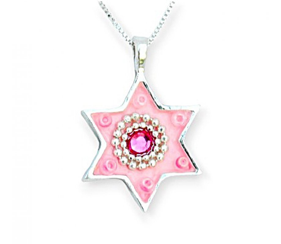 Ester Shahaf Pink Star of David Necklace