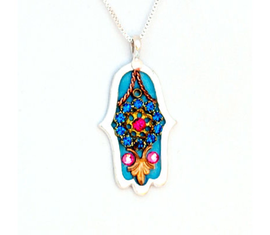 Ester Shahaf Turquoise Hamsa Necklace