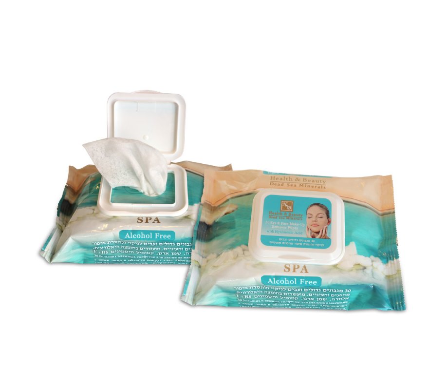 Eye and Face Makeup Remover, 30 Wipes Enriched with Dead Sea Minerals – H & B