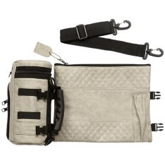 Faux Leather Insulated Tefillin Holder and Weatherproof Tallit Bag - Light Gray