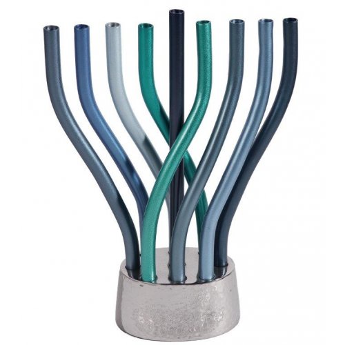 Flames Image Hanukkah menorah, Shades of Blue - Yair Emanuel