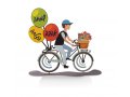 Free Standing Boy on Bicycle Table Stand with Balloon Blessings - Dorit Judaica